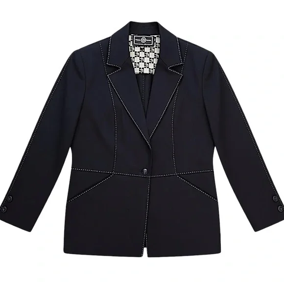 🖤 St. John Sport by Marie Gray Structured Black Blazer w/ Contrast Stitching – M - Picture 1 of 5